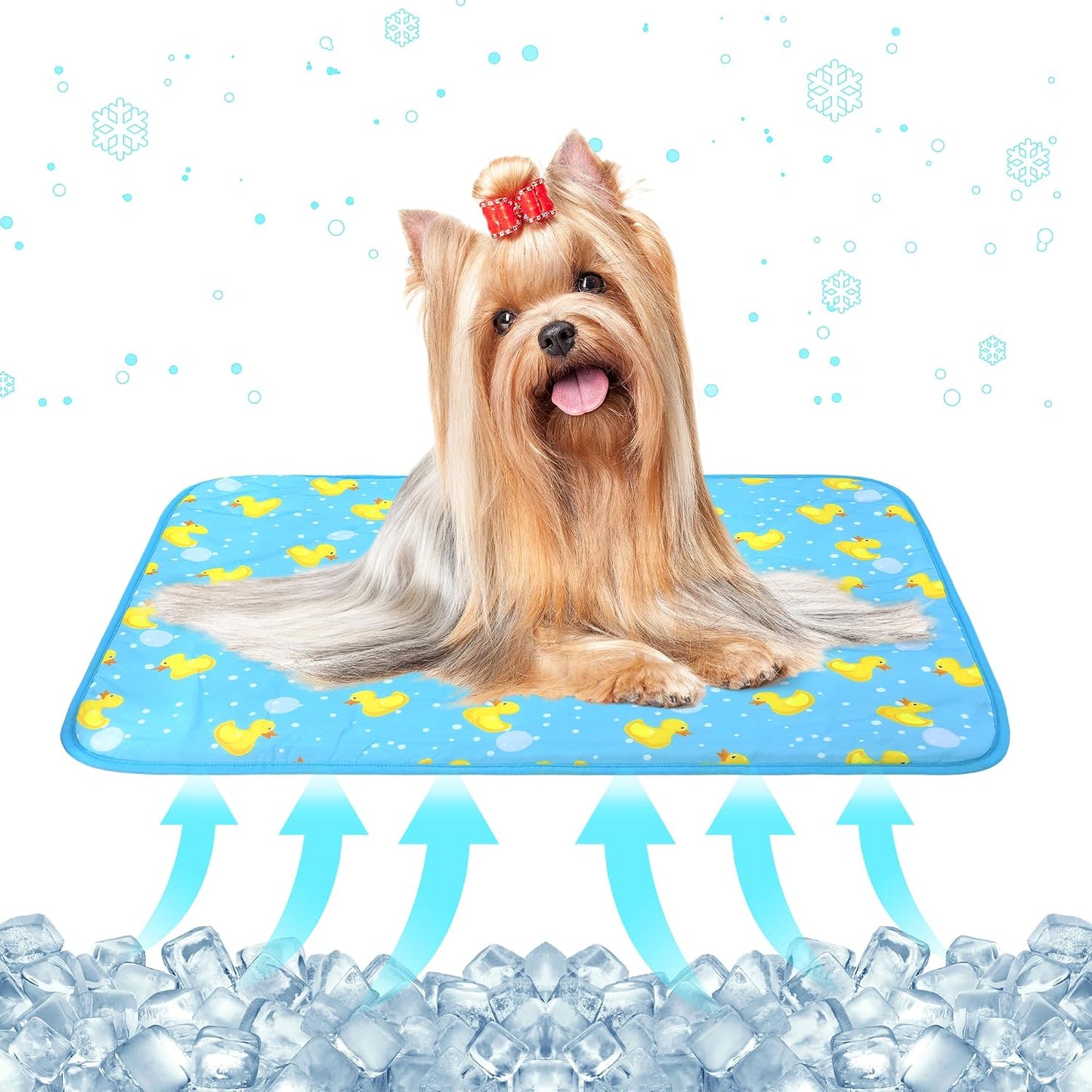 Cat Cooling Mat- Pet Ice Mat Outdoor for Dogs Self Cooling Pad for Kitten Cat Puppy Machine Washable (Medium, Blue Duck)