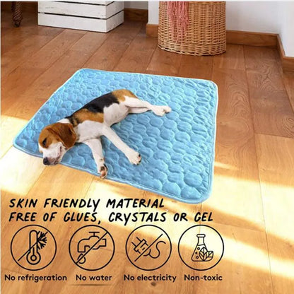 The Ultimate Cooling Pet Mat Breathable Washable Summer Pad Dog Cat Self Cool Blanket for Kennel Crate and Bed Sleeping Ice Silk
