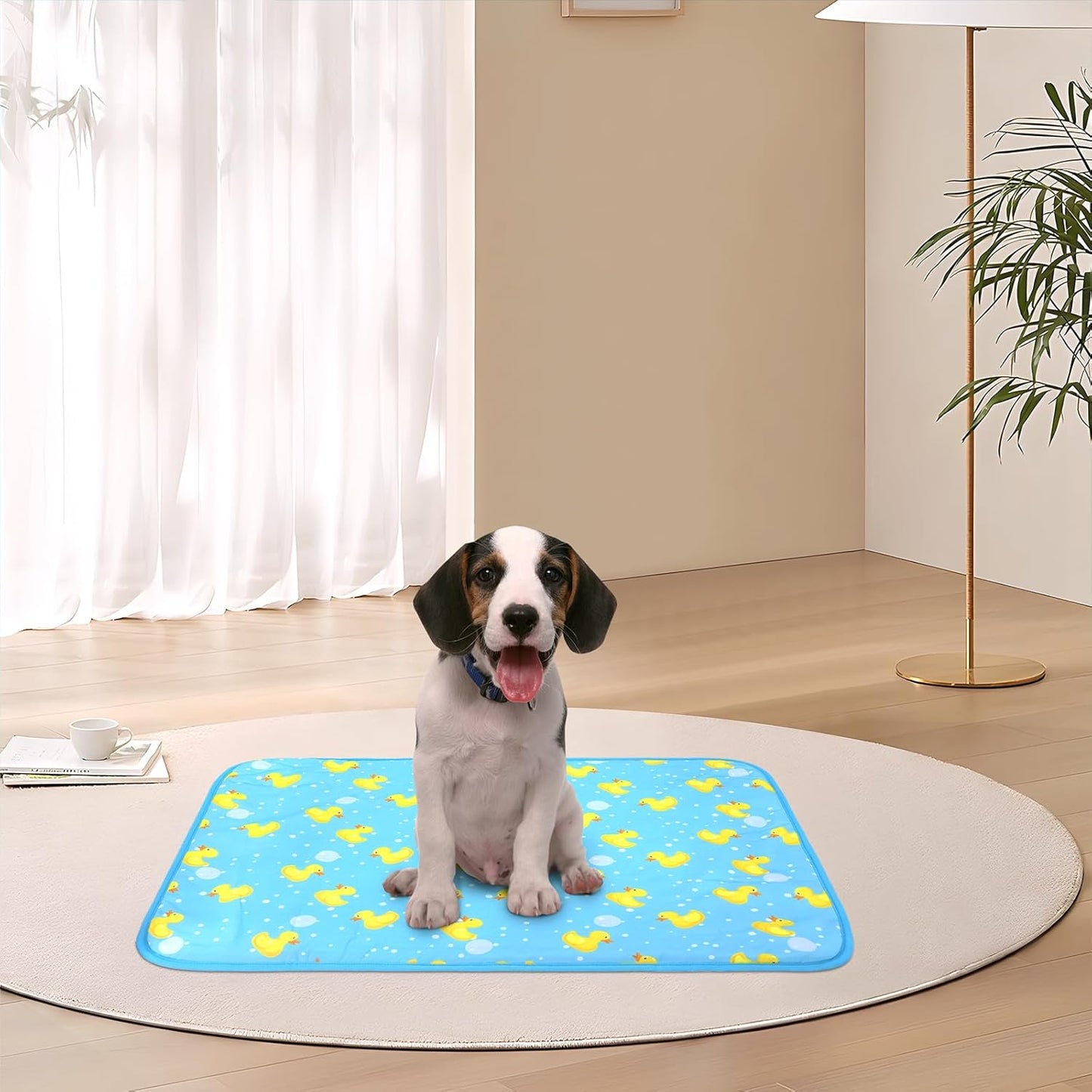 Cat Cooling Mat- Pet Ice Mat Outdoor for Dogs Self Cooling Pad for Kitten Cat Puppy Machine Washable (Medium, Blue Duck)