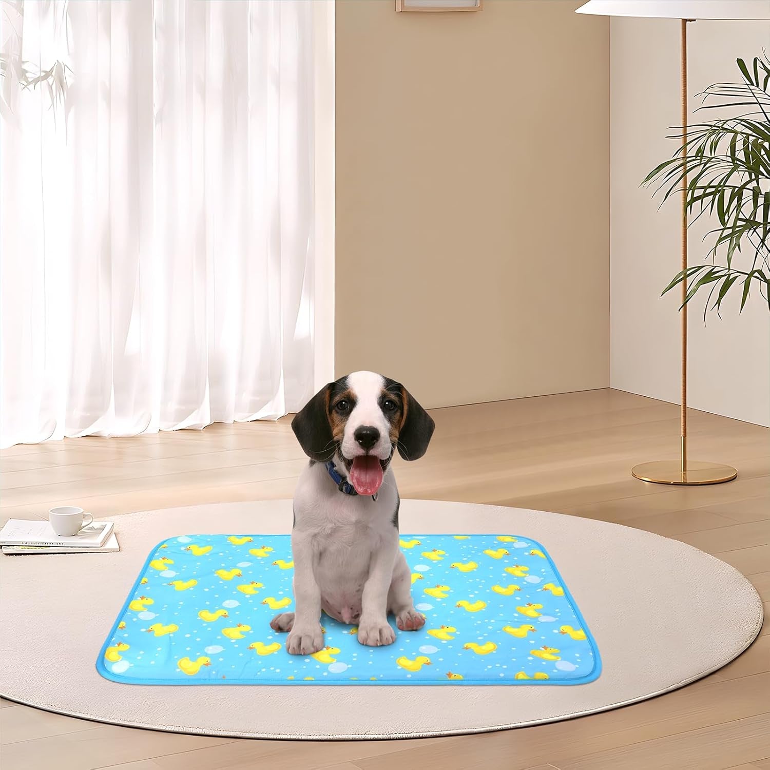 Cat Cooling Mat- Pet Ice Mat Outdoor for Dogs Self Cooling Pad for Kitten Cat Puppy Machine Washable (Medium, Blue Duck)