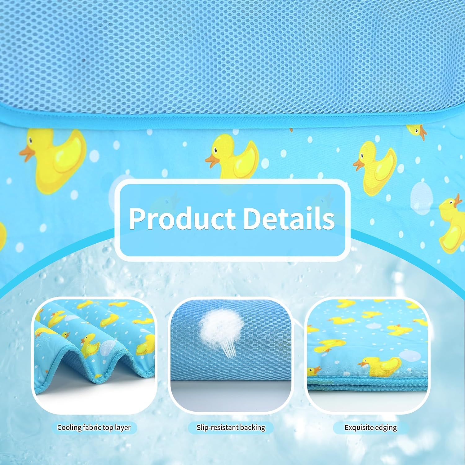 Cat Cooling Mat- Pet Ice Mat Outdoor for Dogs Self Cooling Pad for Kitten Cat Puppy Machine Washable (Medium, Blue Duck)
